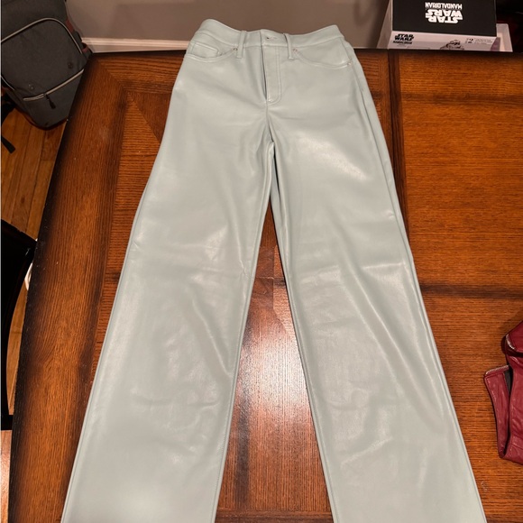 Express faux leather light blue wide leg pants- great condition, worn once - Picture 3 of 4